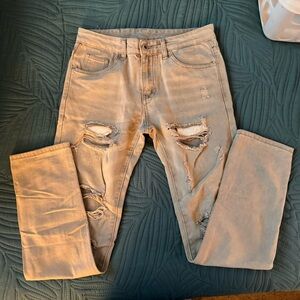 Distressed Light Gray Men's Jeans